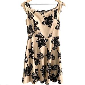 FE Forever Nude and Black Velvet Floral Dress NWT